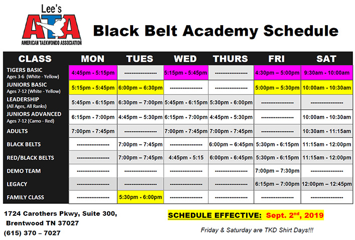 training schedule